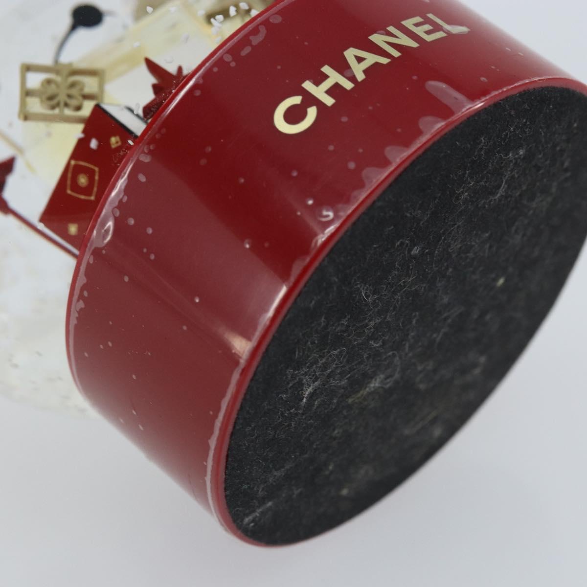 CHANEL Snow Globe Glass Red CC Auth BA11733