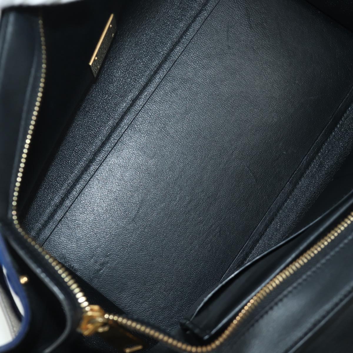 CELINE Trapeze Hand Bag Leather 2way Blue Silver Auth BA11737A