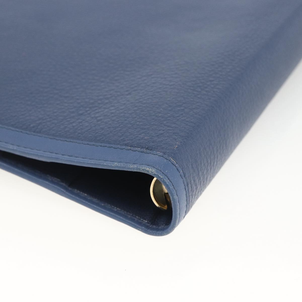 BVLGARI Day Planner Cover Leather Blue Gold Auth BA11739A