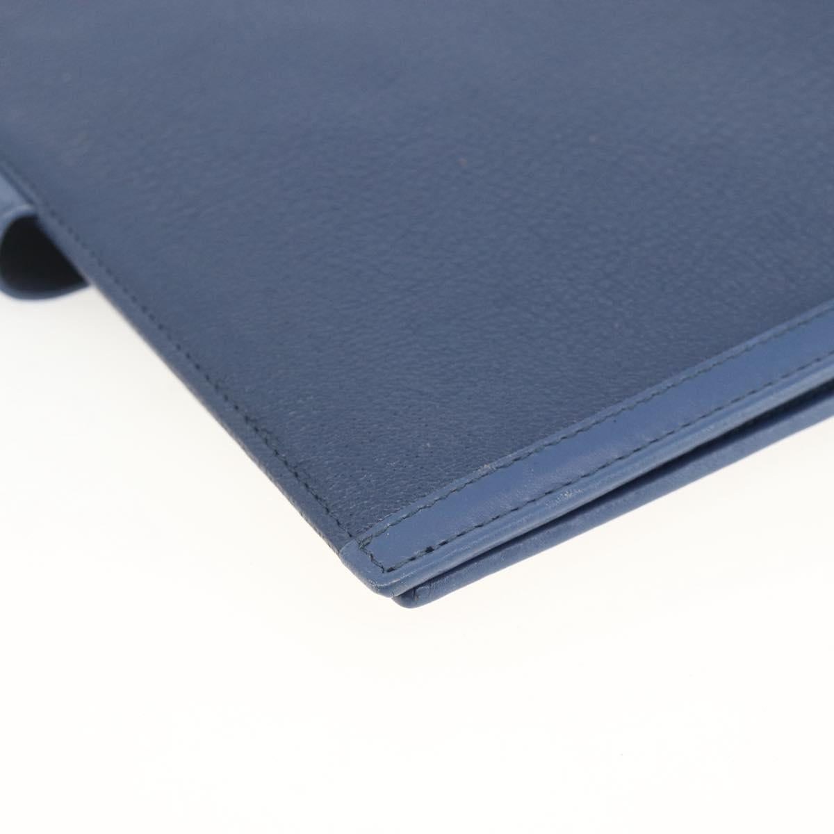 BVLGARI Day Planner Cover Leather Blue Gold Auth BA11739A