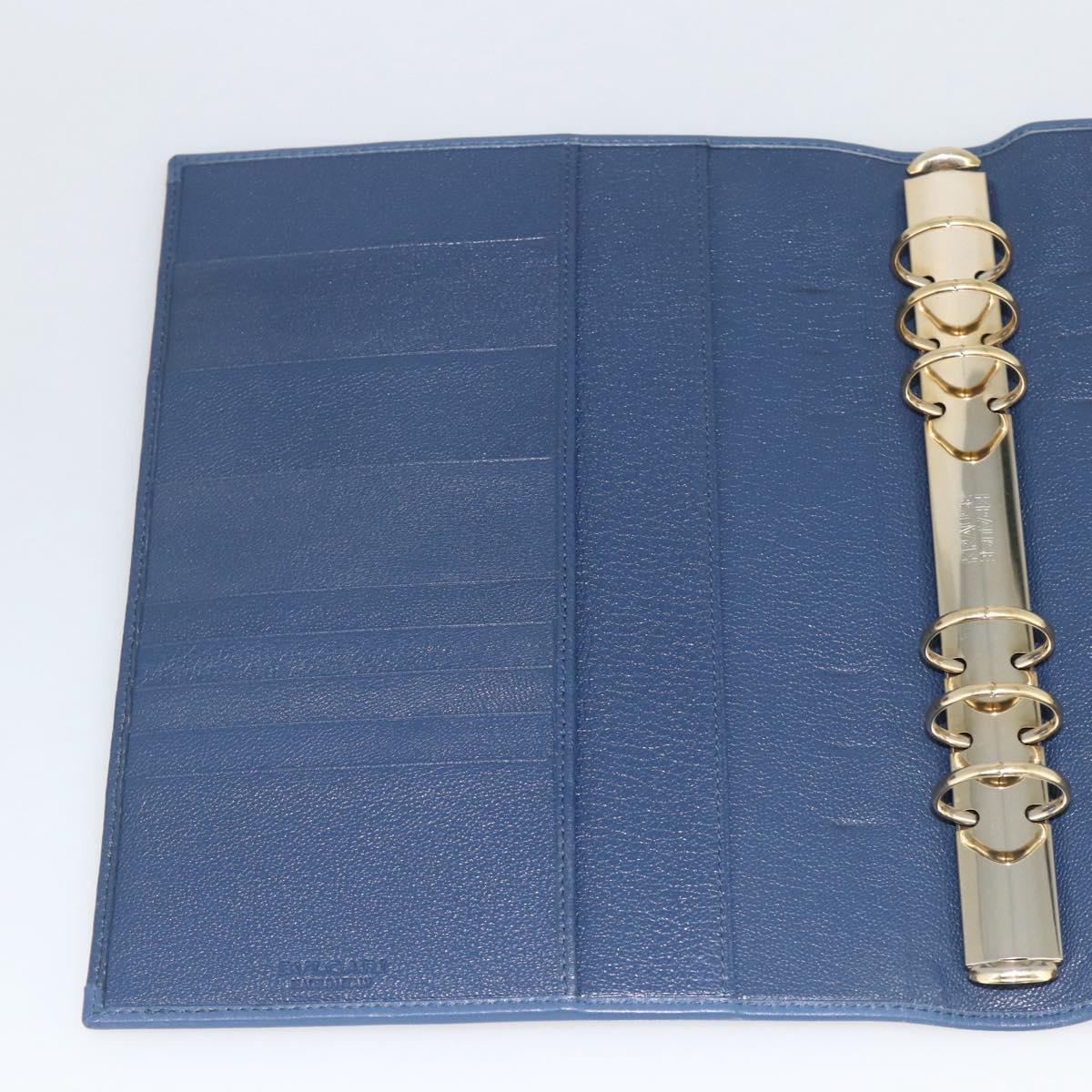 BVLGARI Day Planner Cover Leather Blue Gold Auth BA11739A