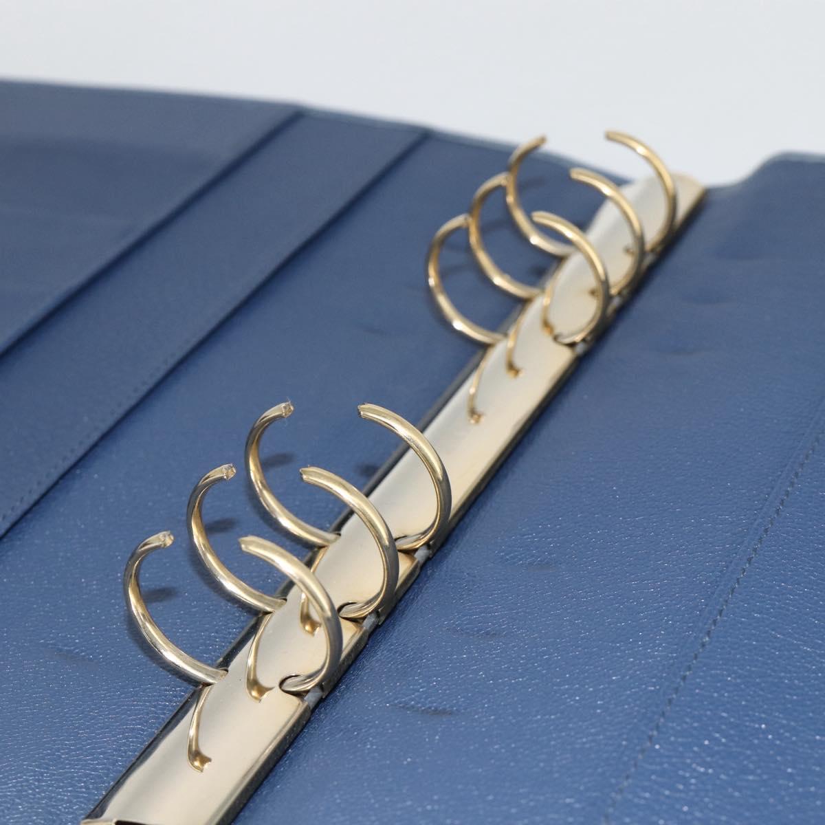 BVLGARI Day Planner Cover Leather Blue Gold Auth BA11739A