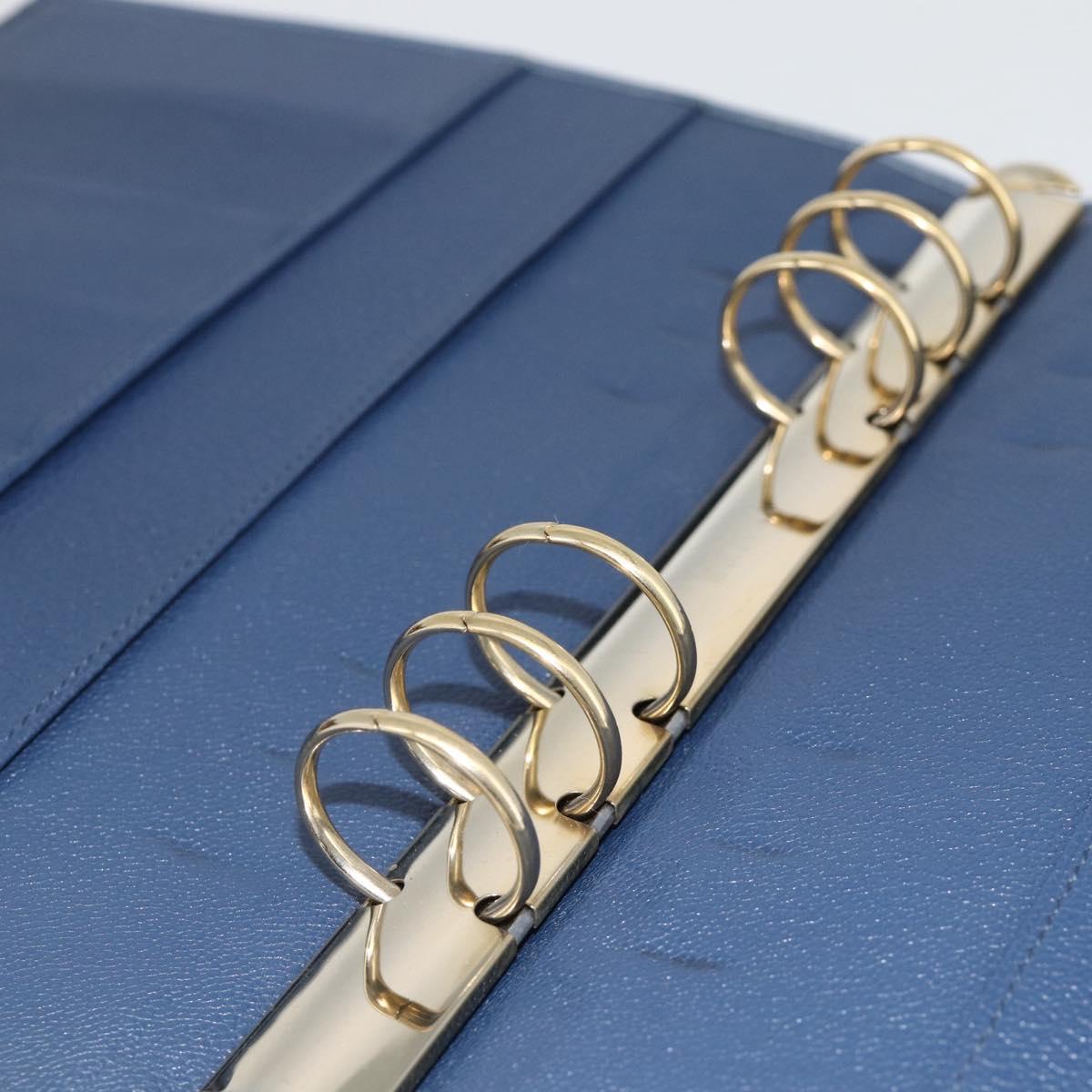 BVLGARI Day Planner Cover Leather Blue Gold Auth BA11739A