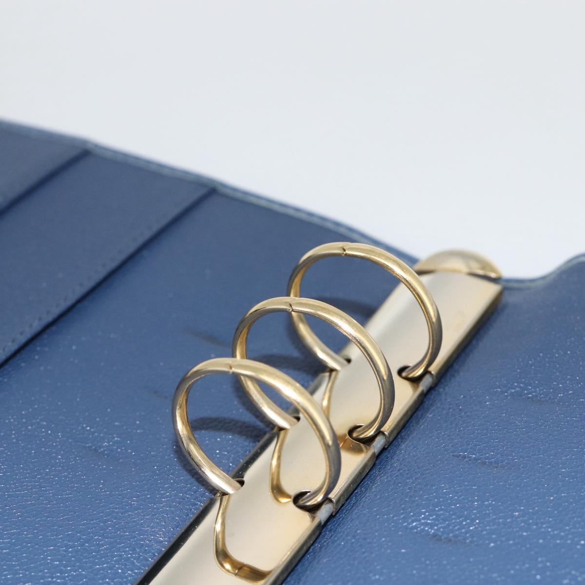 BVLGARI Day Planner Cover Leather Blue Gold Auth BA11739A
