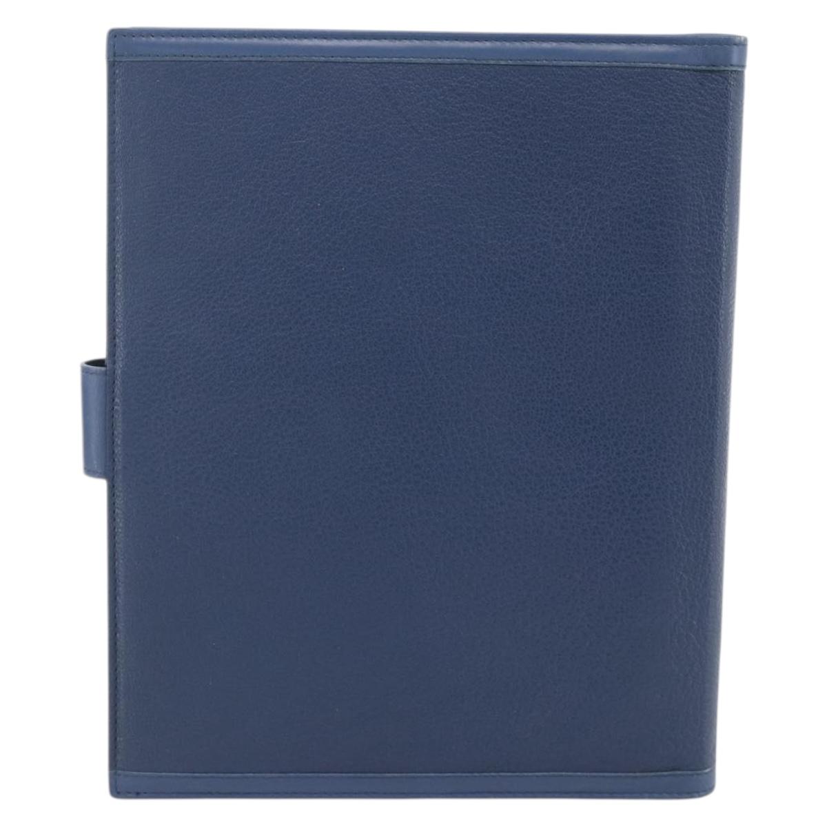 BVLGARI Day Planner Cover Leather Blue Gold Auth BA11739A