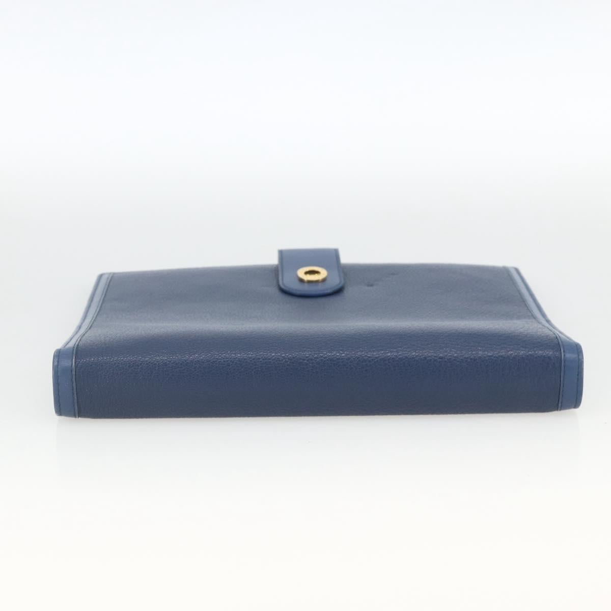 BVLGARI Day Planner Cover Leather Blue Gold Auth BA11739A