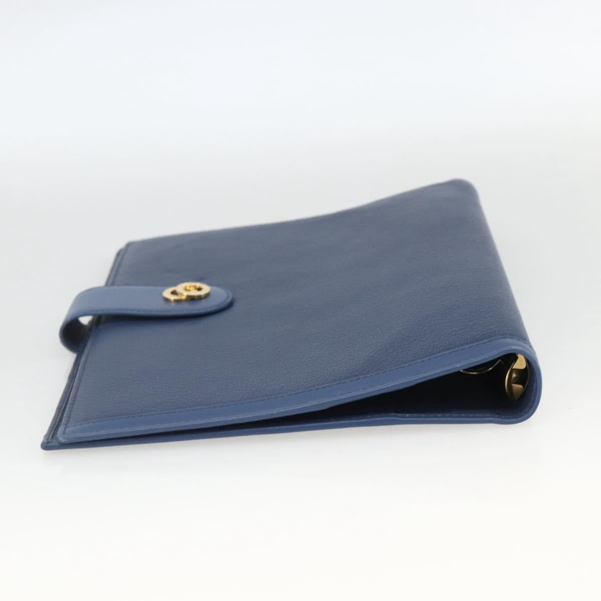 BVLGARI Day Planner Cover Leather Blue Gold Auth BA11739A
