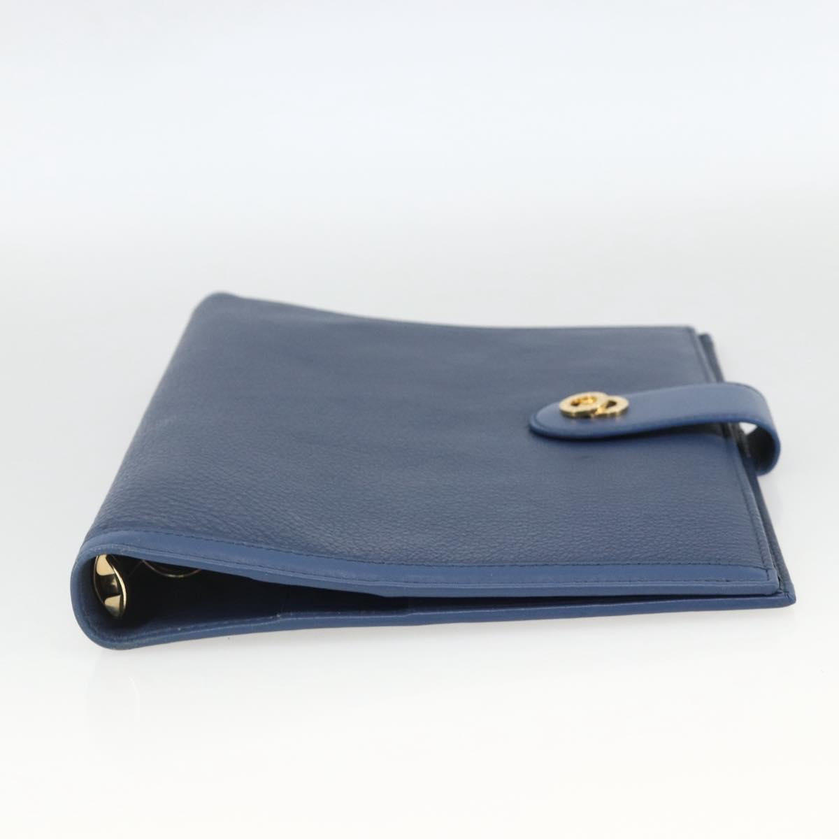 BVLGARI Day Planner Cover Leather Blue Gold Auth BA11739A