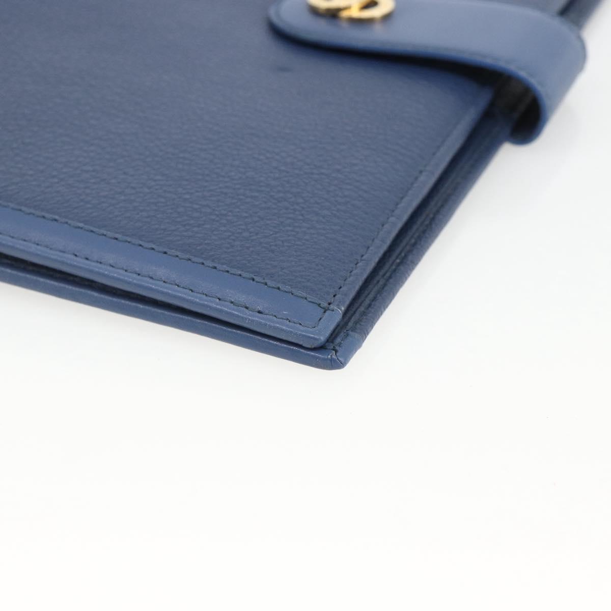 BVLGARI Day Planner Cover Leather Blue Gold Auth BA11739A