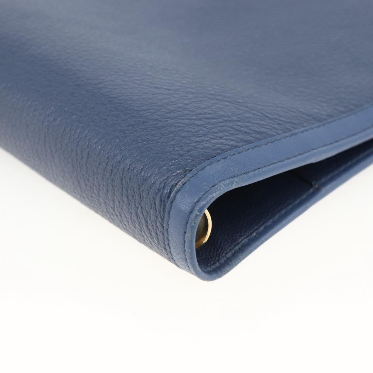 BVLGARI Day Planner Cover Leather Blue Gold Auth BA11739A