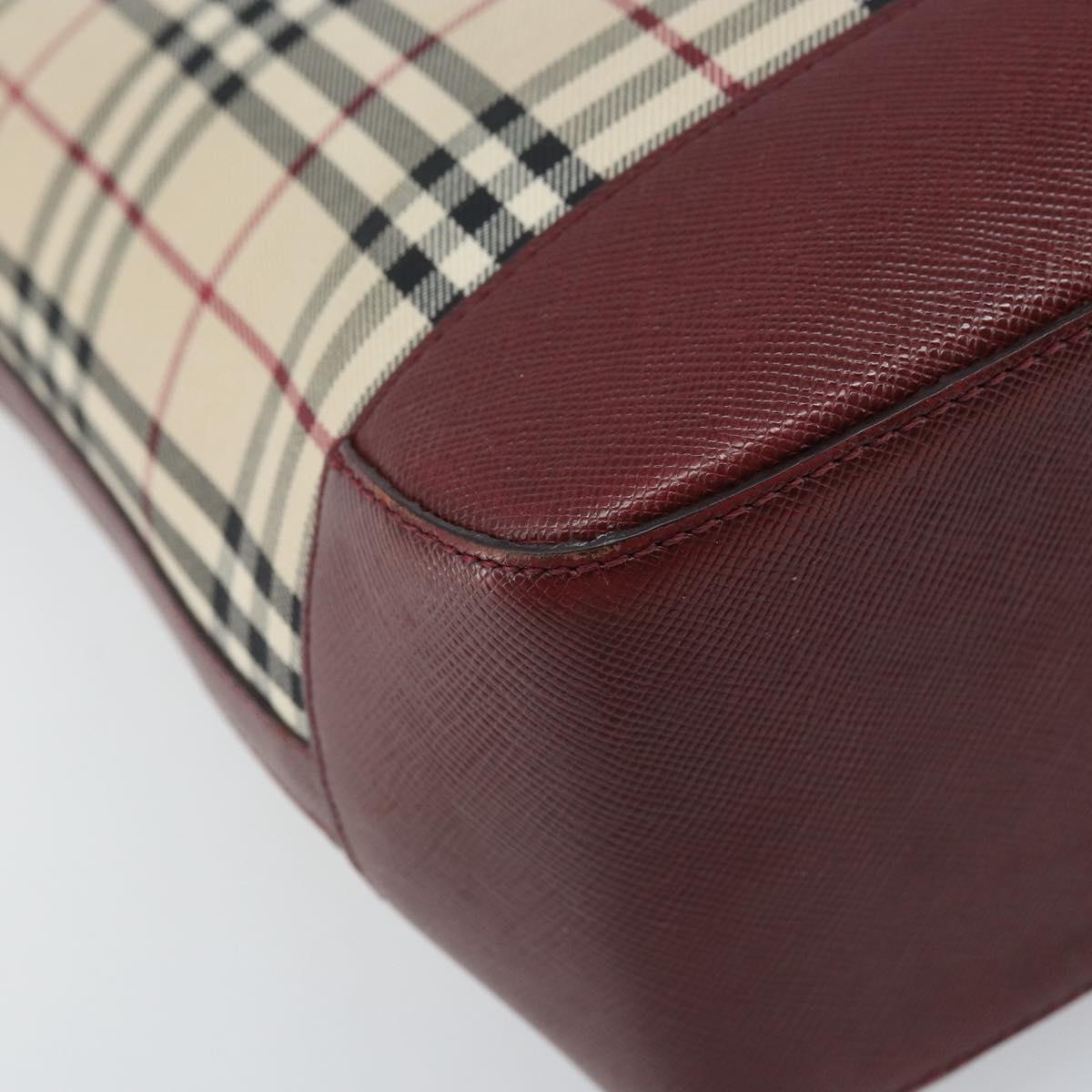 BURBERRY Nova Check Hand Bag Canvas Beige Gold Auth BA11740