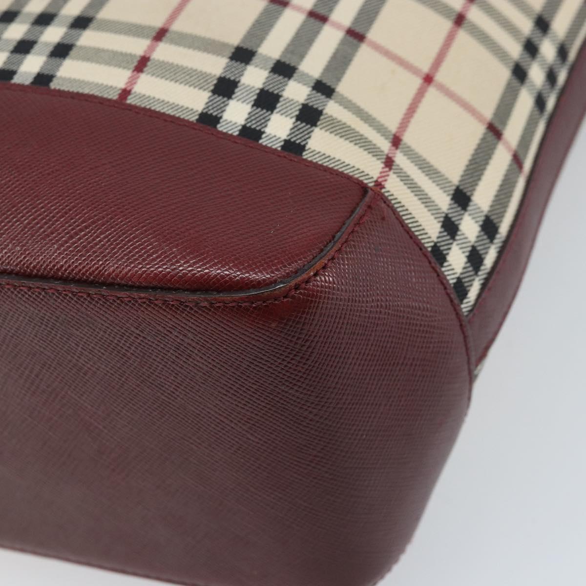 BURBERRY Nova Check Hand Bag Canvas Beige Gold Auth BA11740