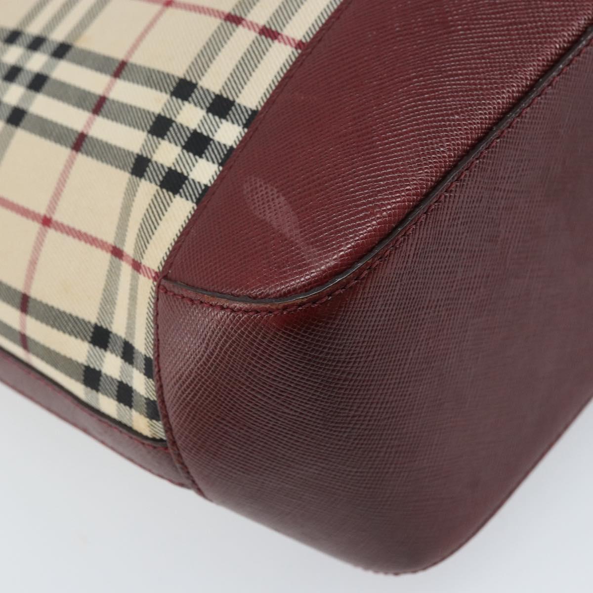 BURBERRY Nova Check Hand Bag Canvas Beige Gold Auth BA11740