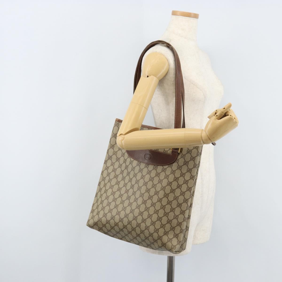 GUCCI GG Supreme Tote Bag PVC Beige Gold 002 39 6130 Auth BA11743