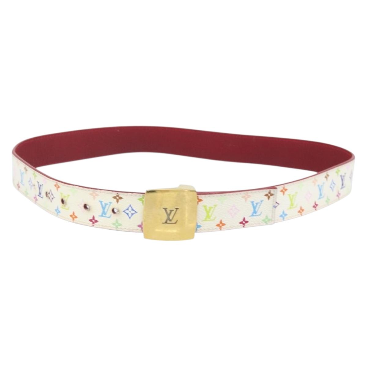 LOUIS VUITTON Multicolor Ceinture LV Cut Belt White M9682W LV Auth BA11744A