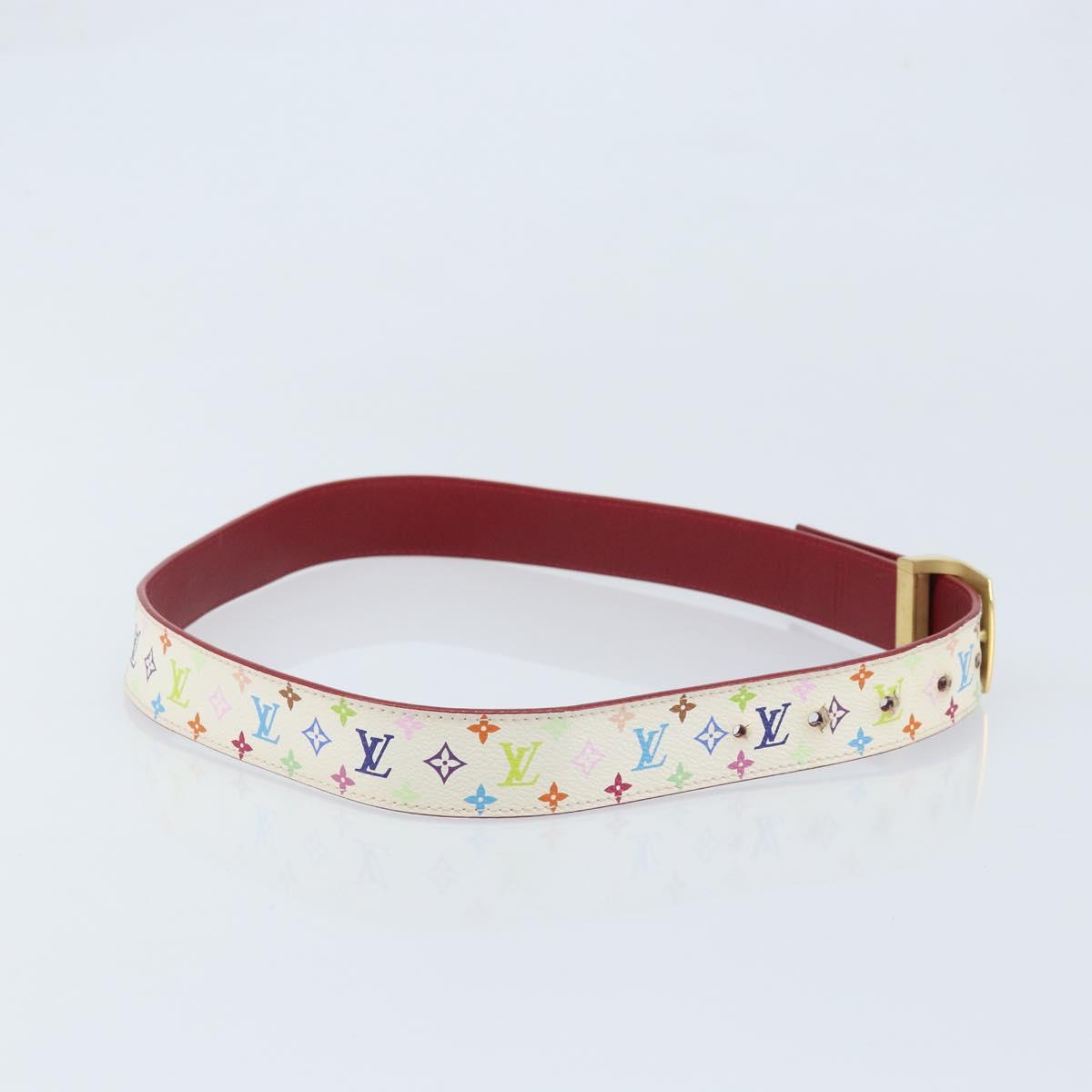LOUIS VUITTON Multicolor Ceinture LV Cut Belt White M9682W LV Auth BA11744A