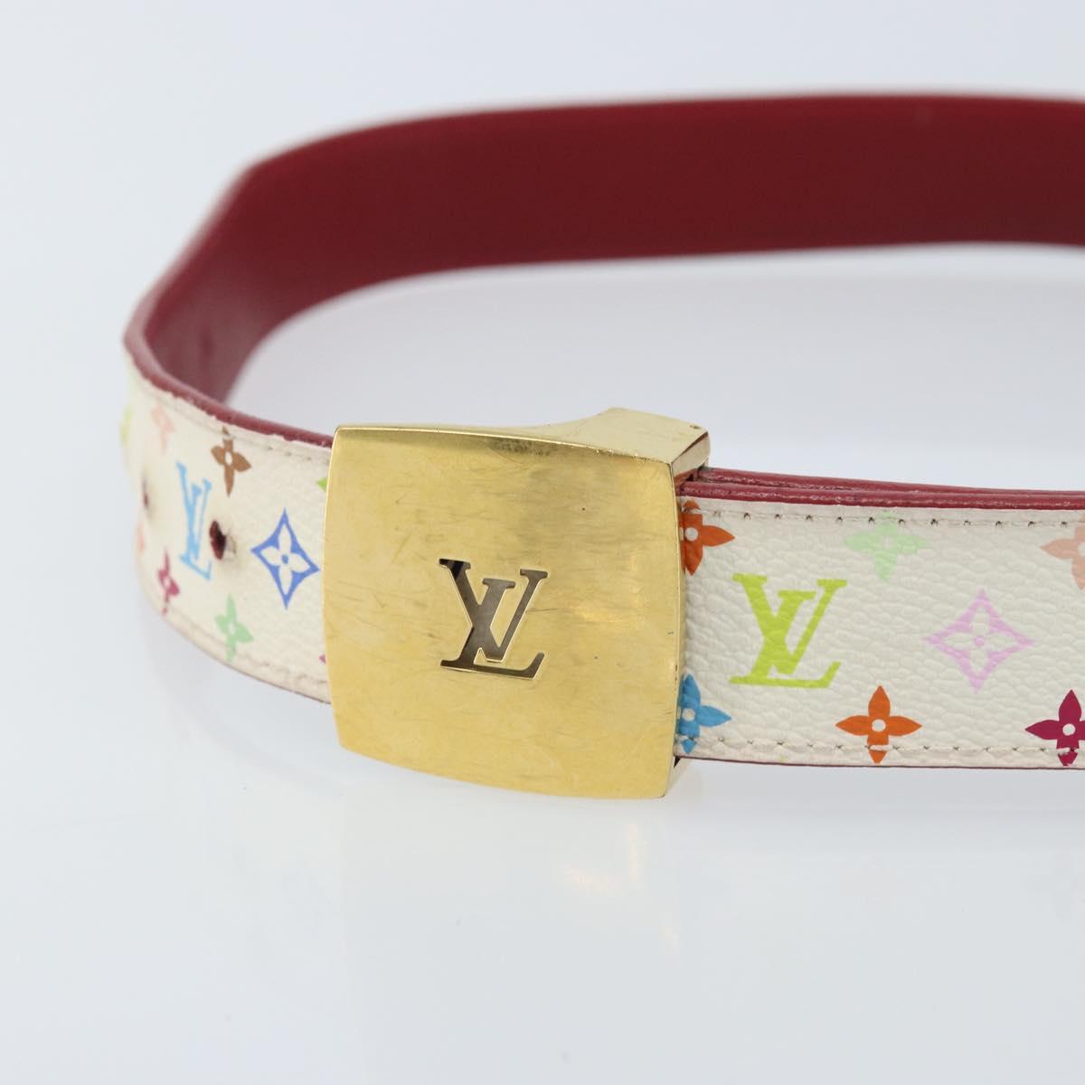 LOUIS VUITTON Multicolor Ceinture LV Cut Belt White M9682W LV Auth BA11744A