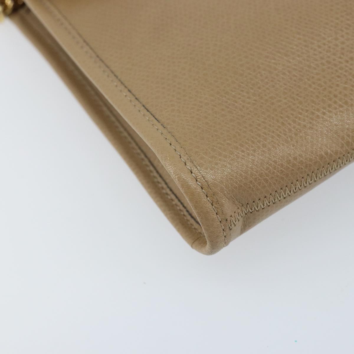 Christian Dior Chain Shoulder Bag Leather Beige Gold Auth BA11746A