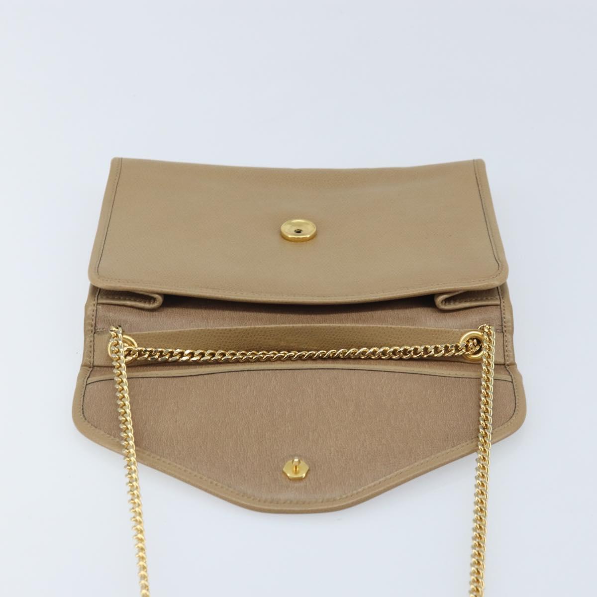 Christian Dior Chain Shoulder Bag Leather Beige Gold Auth BA11746A