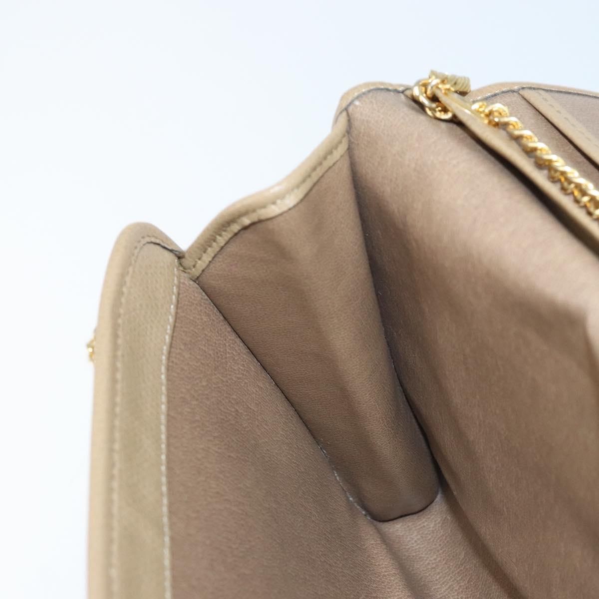Christian Dior Chain Shoulder Bag Leather Beige Gold Auth BA11746A