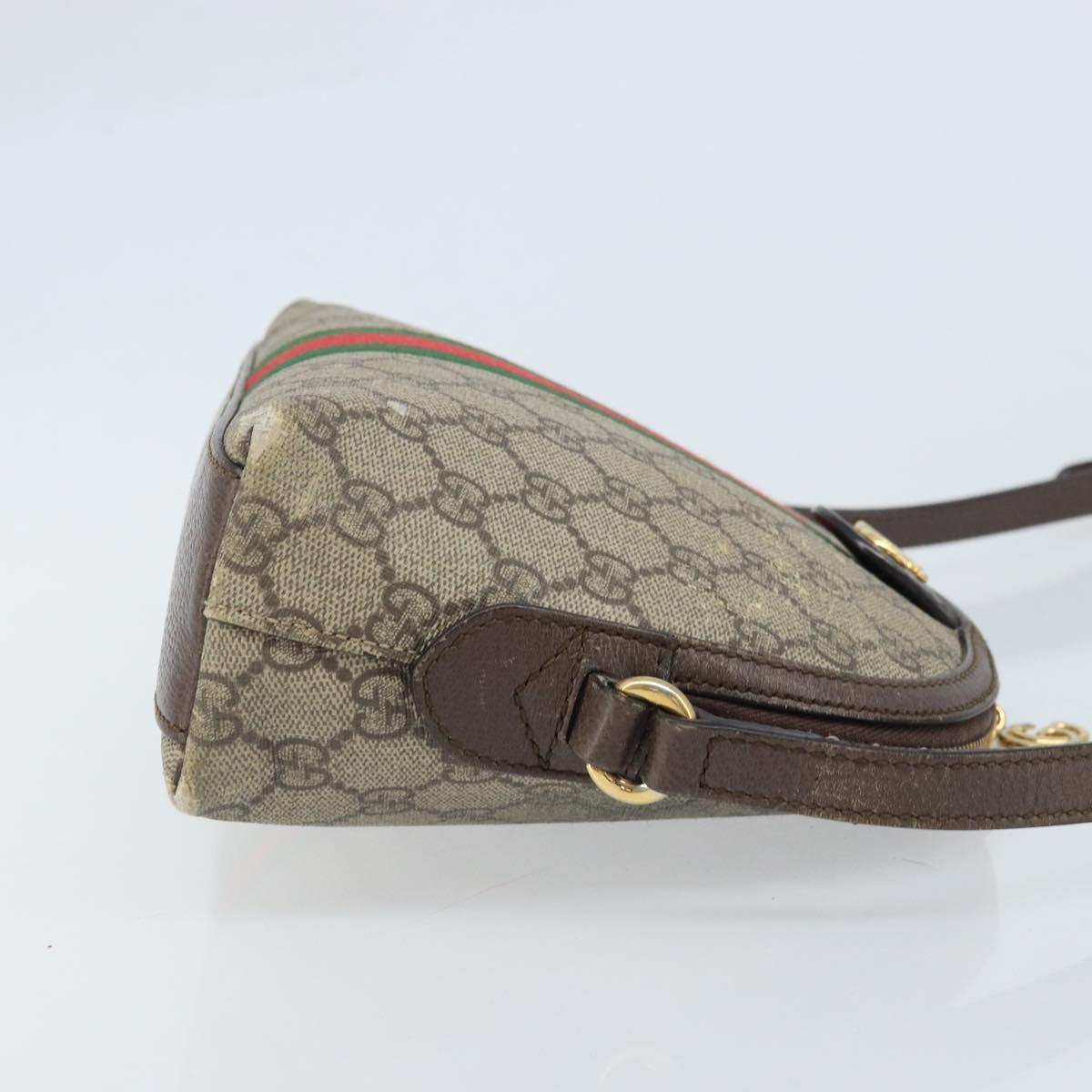 GUCCI GG Supreme Web Sherry Line Shoulder Bag PVC Beige Gold 499621 Auth BA11752