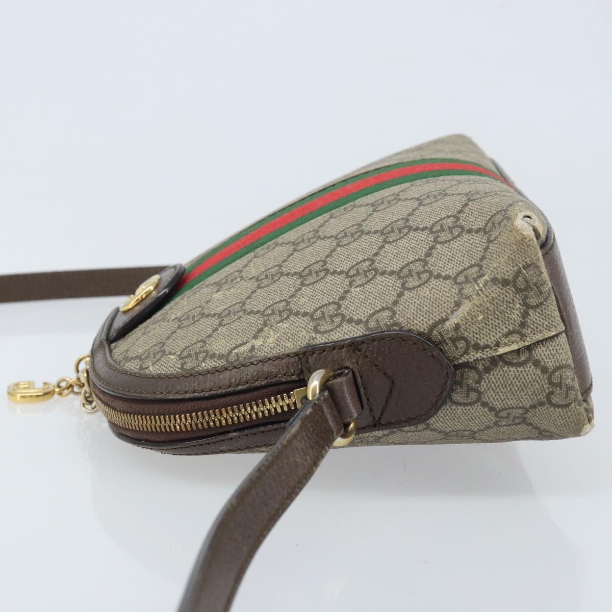 GUCCI GG Supreme Web Sherry Line Shoulder Bag PVC Beige Gold 499621 Auth BA11752