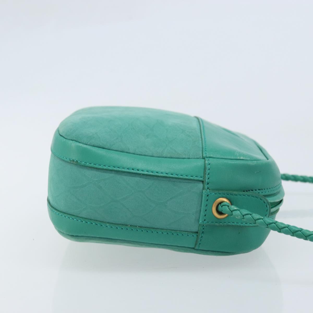GUCCI Shoulder Bag Suede Green Gold Auth BA11758A