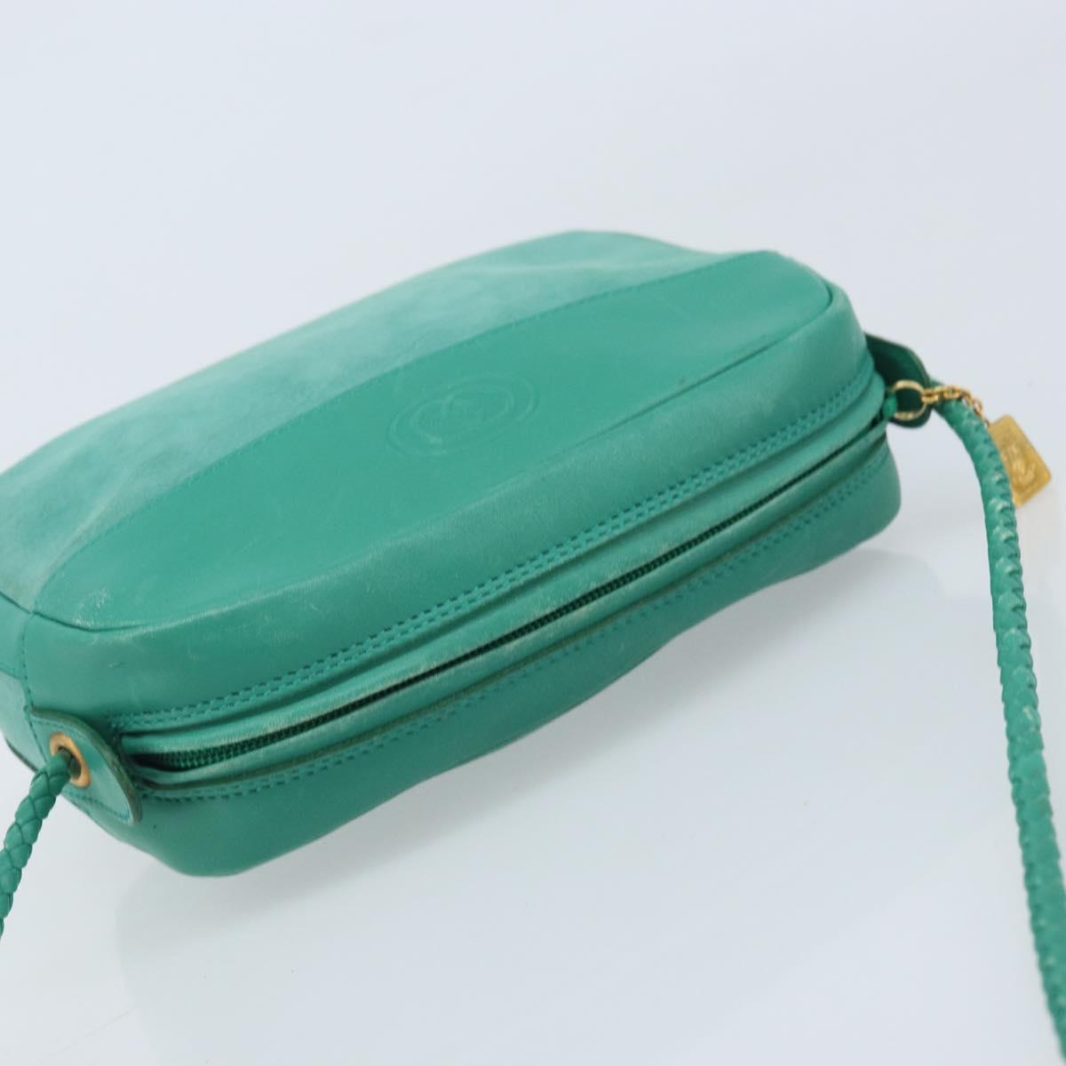 GUCCI Shoulder Bag Suede Green Gold Auth BA11758A