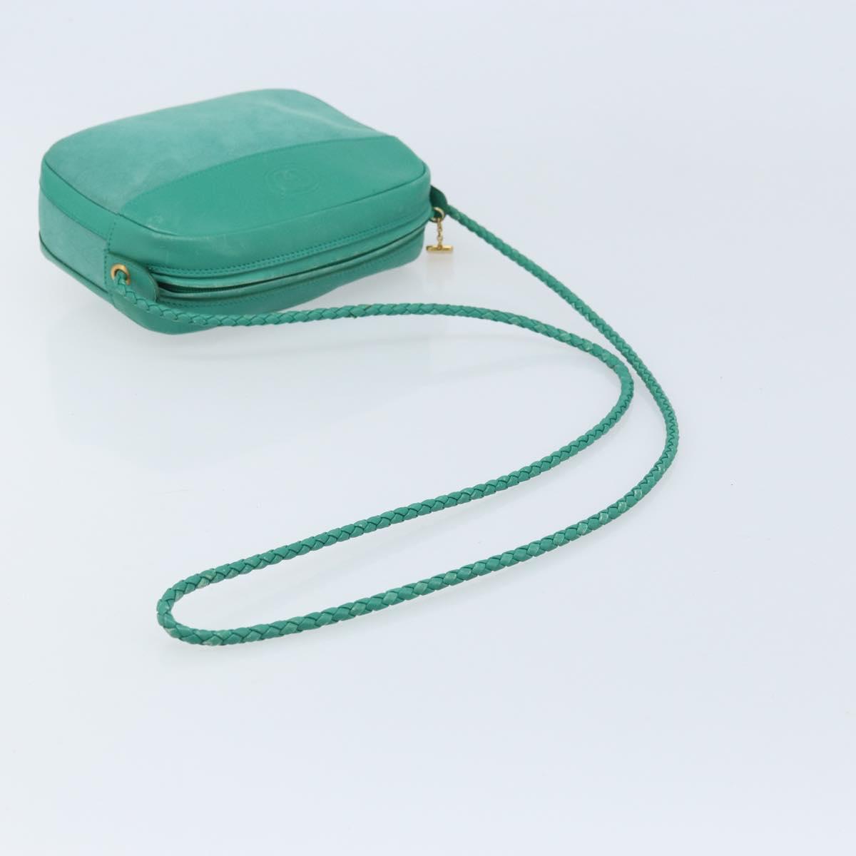 GUCCI Shoulder Bag Suede Green Gold Auth BA11758A