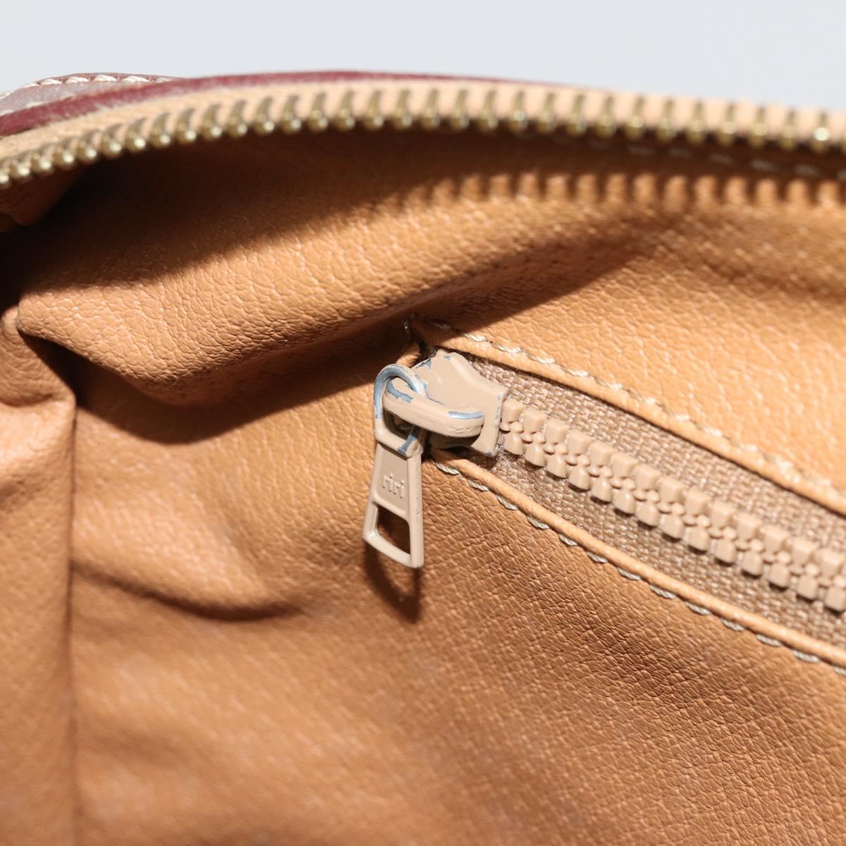 CELINE Macadam Canvas Boston Bag PVC Leather Brown Gold Auth BA11759