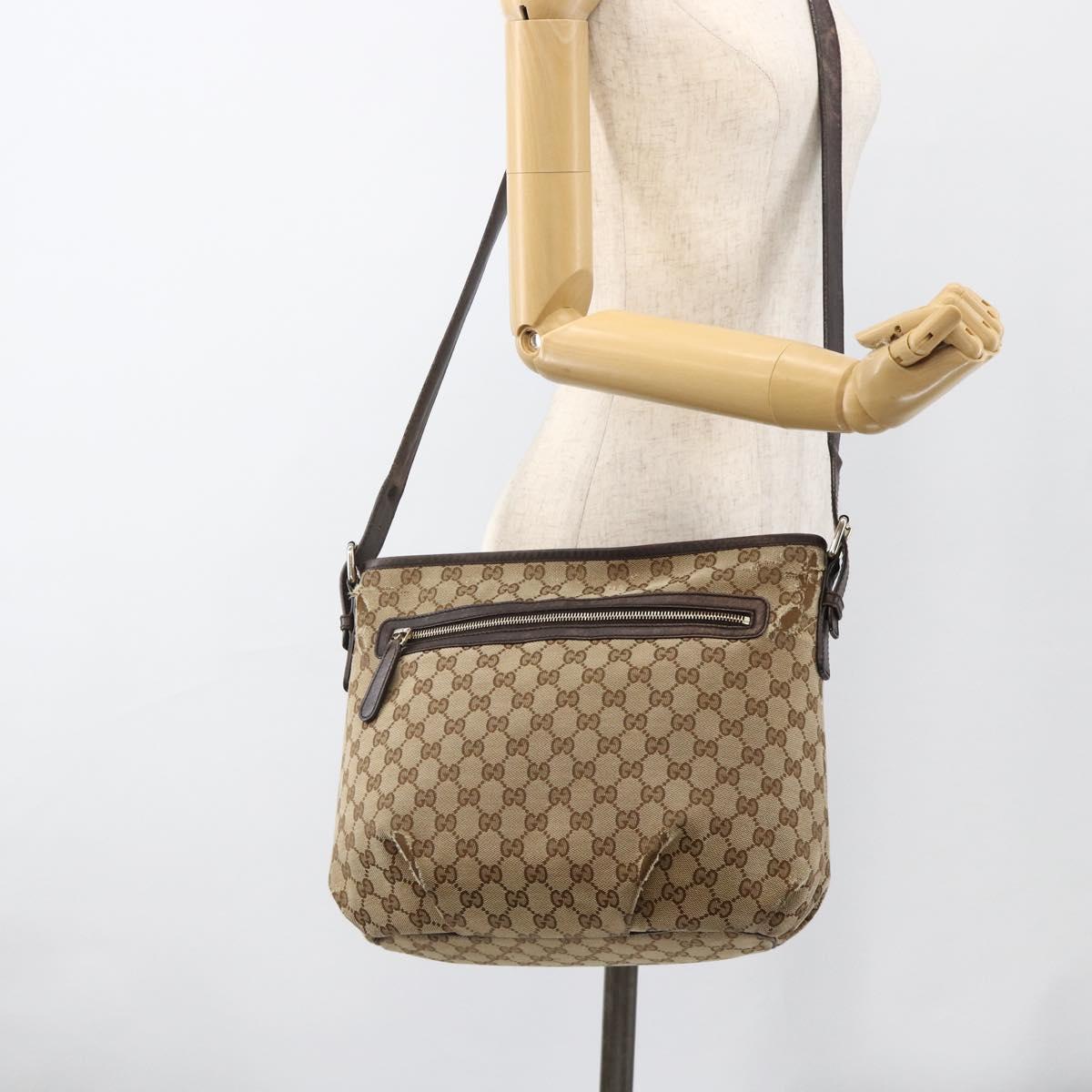 GUCCI GG Canvas Shoulder Bag Outlet Beige Silver 388930 Auth BA11771
