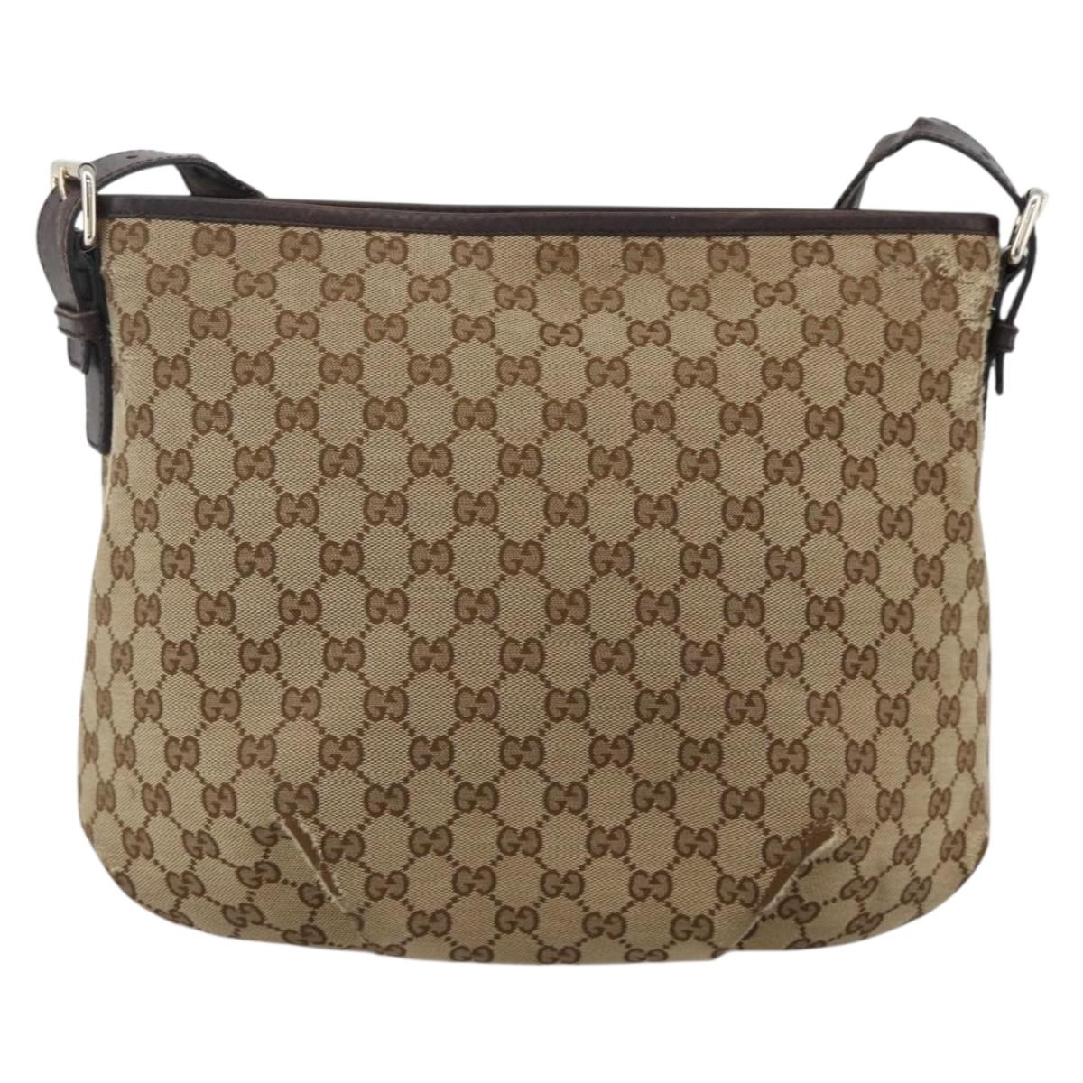 GUCCI GG Canvas Shoulder Bag Outlet Beige Silver 388930 Auth BA11771