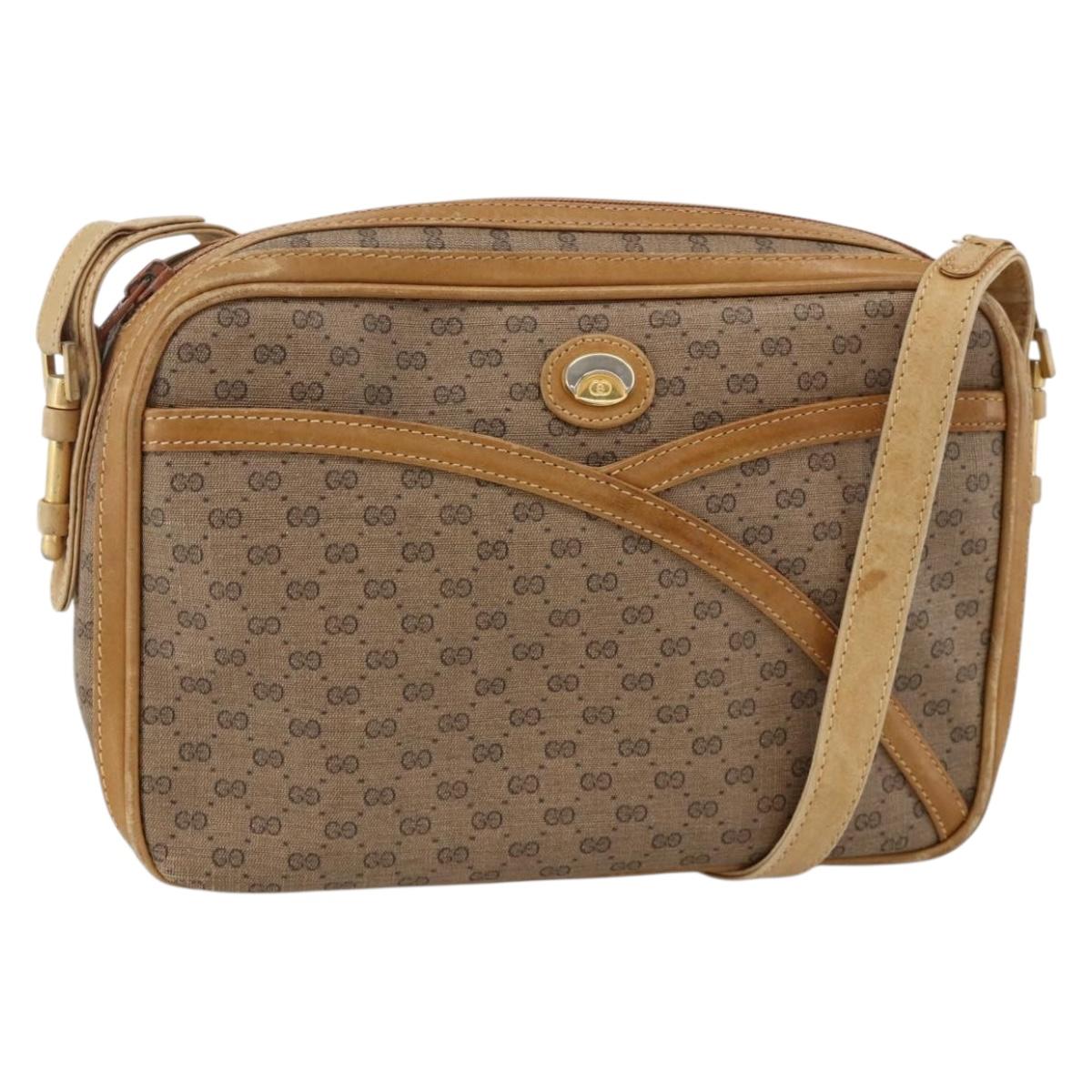 GUCCI Micro GG Supreme Shoulder Bag PVC Beige Gold 001 261 1096 Auth BA11772