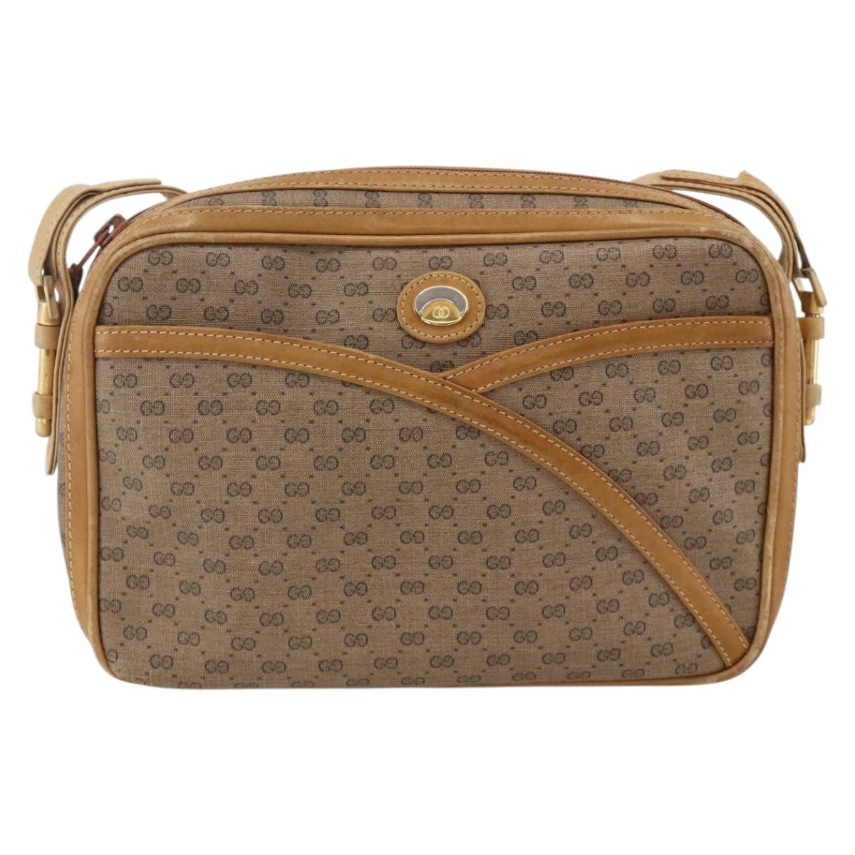 GUCCI Micro GG Supreme Shoulder Bag PVC Beige Gold 001 261 1096 Auth BA11772