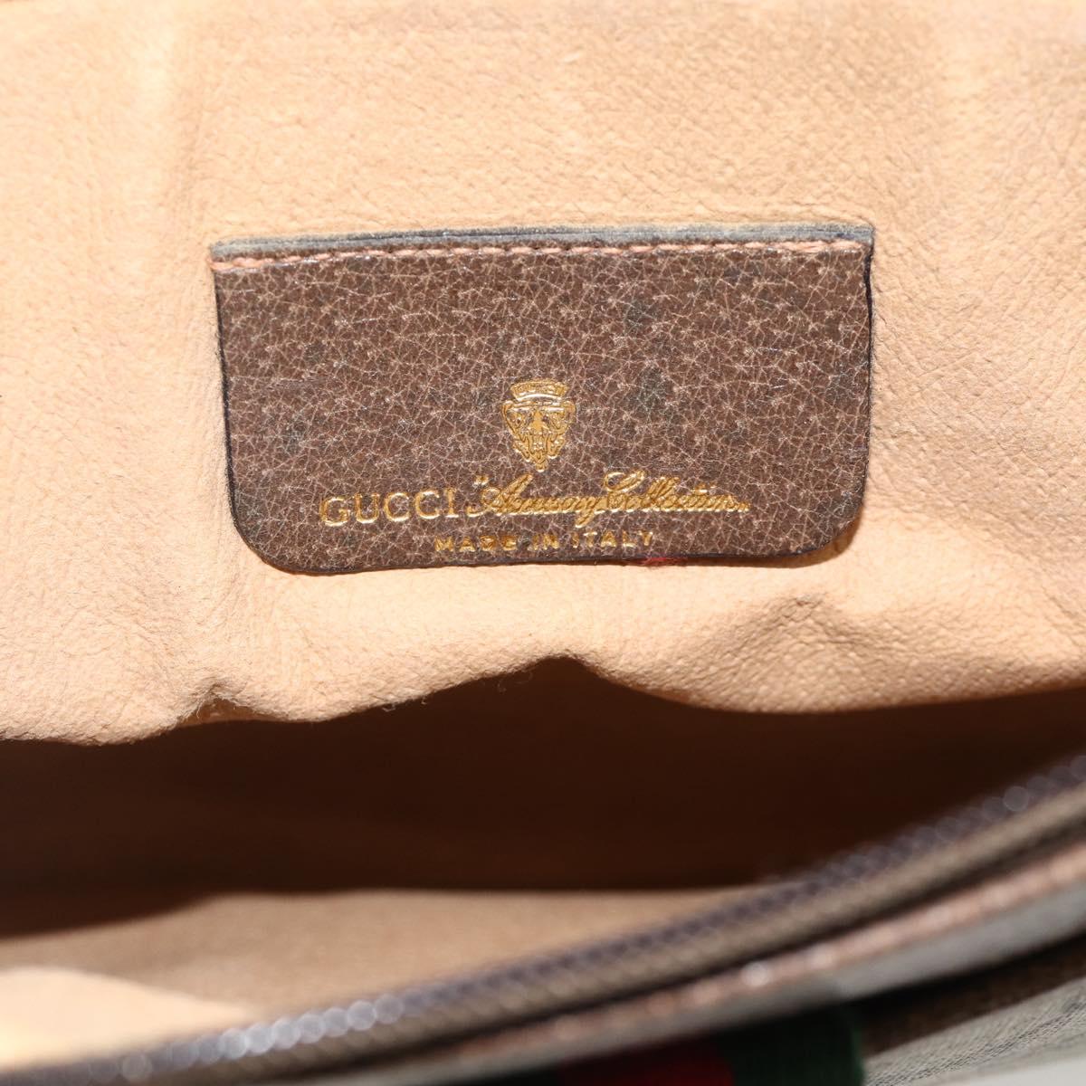 GUCCI GG Supreme Web Sherry Line Bag PVC Beige Gold 904 02 026 Auth BA11774