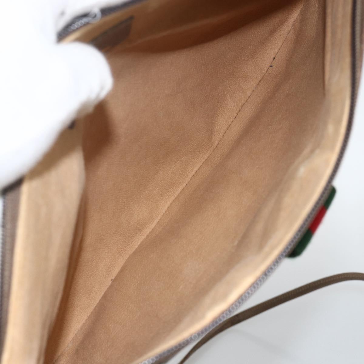 GUCCI GG Supreme Web Sherry Line Bag PVC Beige Gold 904 02 026 Auth BA11774