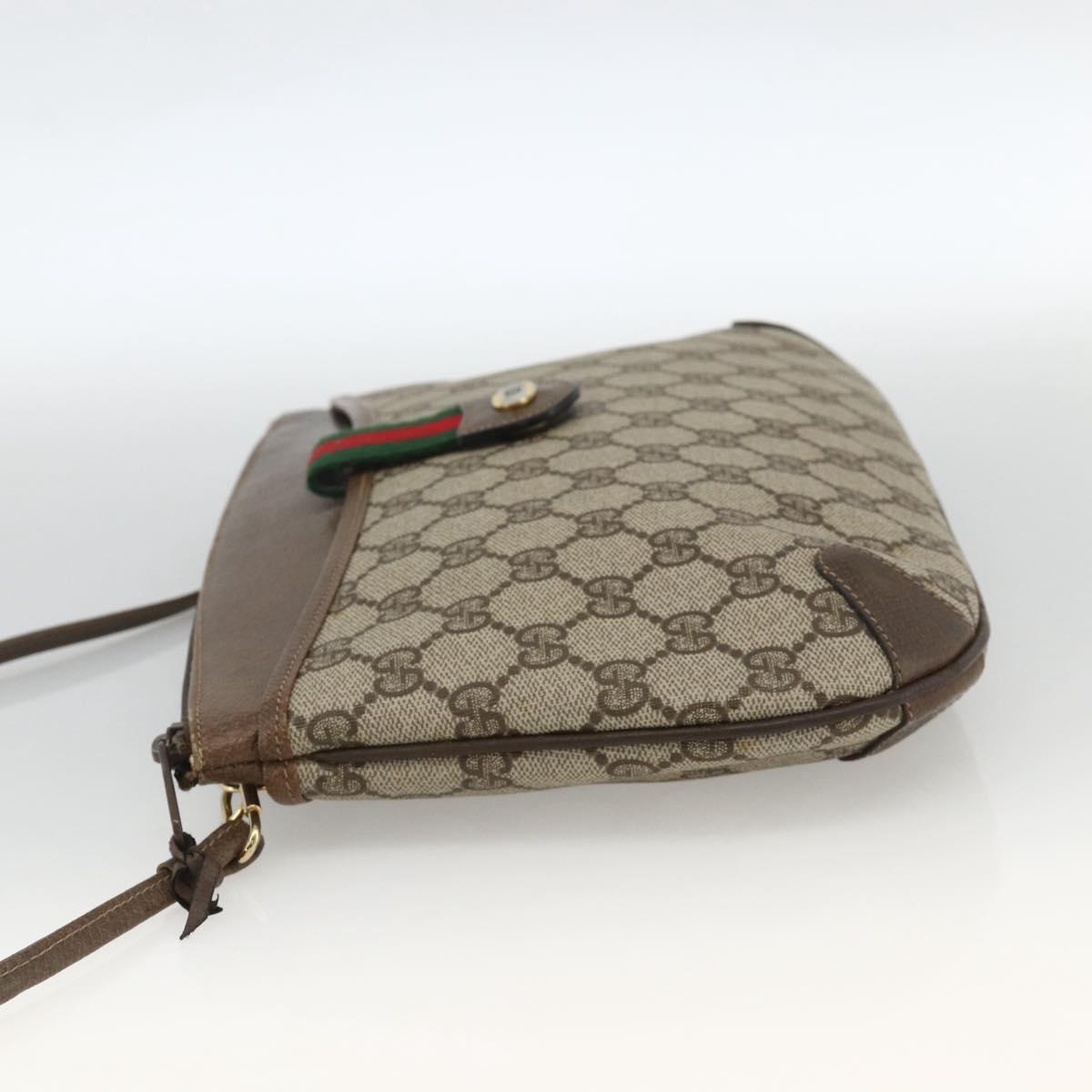 GUCCI GG Supreme Web Sherry Line Bag PVC Beige Gold 904 02 026 Auth BA11774