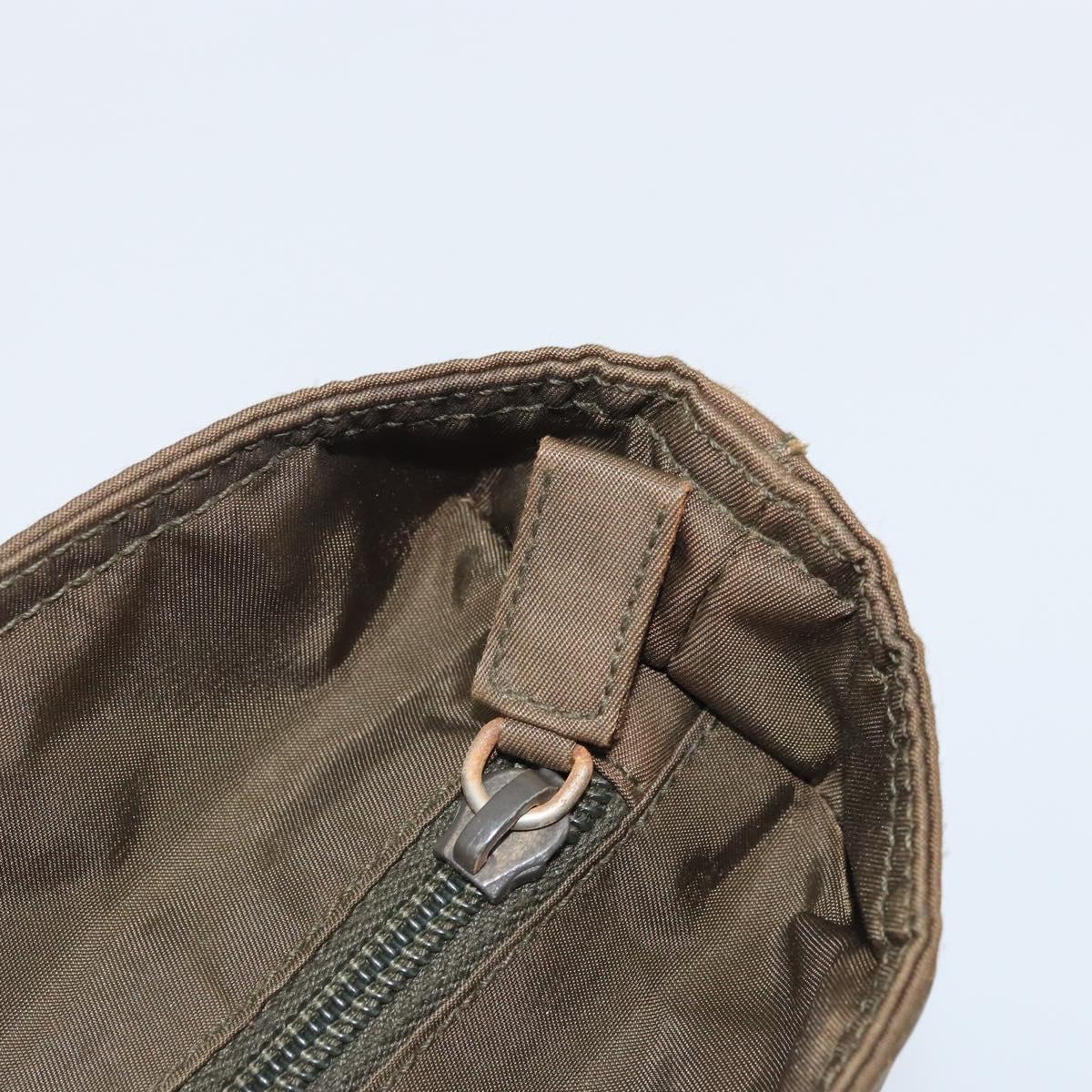 PRADA Hand Bag Nylon Khaki Silver Auth BA11783