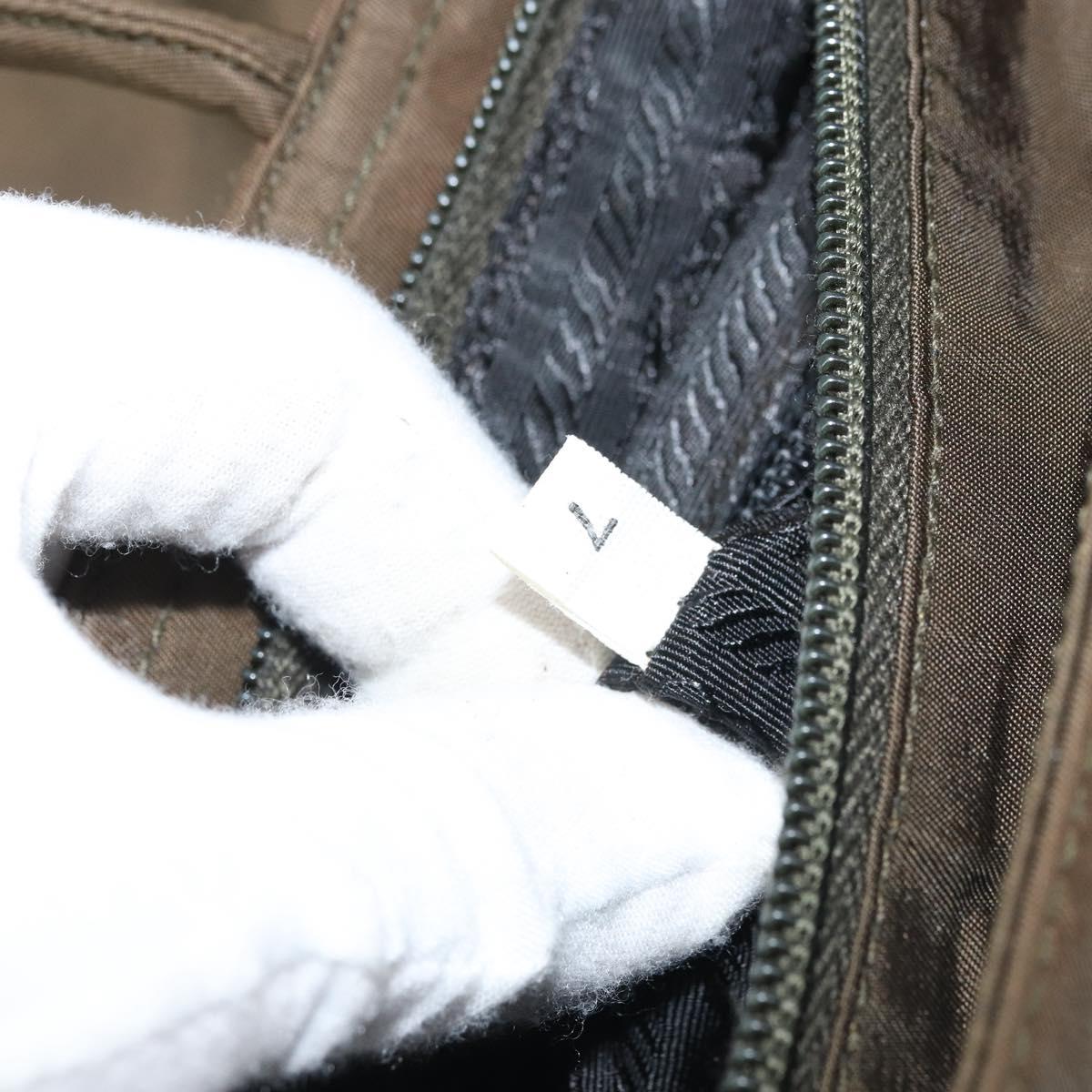 PRADA Hand Bag Nylon Khaki Silver Auth BA11783