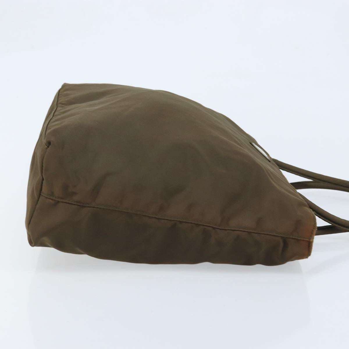 PRADA Hand Bag Nylon Khaki Silver Auth BA11783