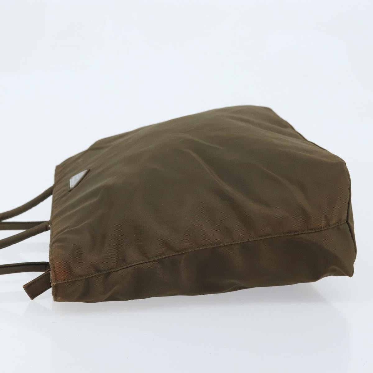 PRADA Hand Bag Nylon Khaki Silver Auth BA11783
