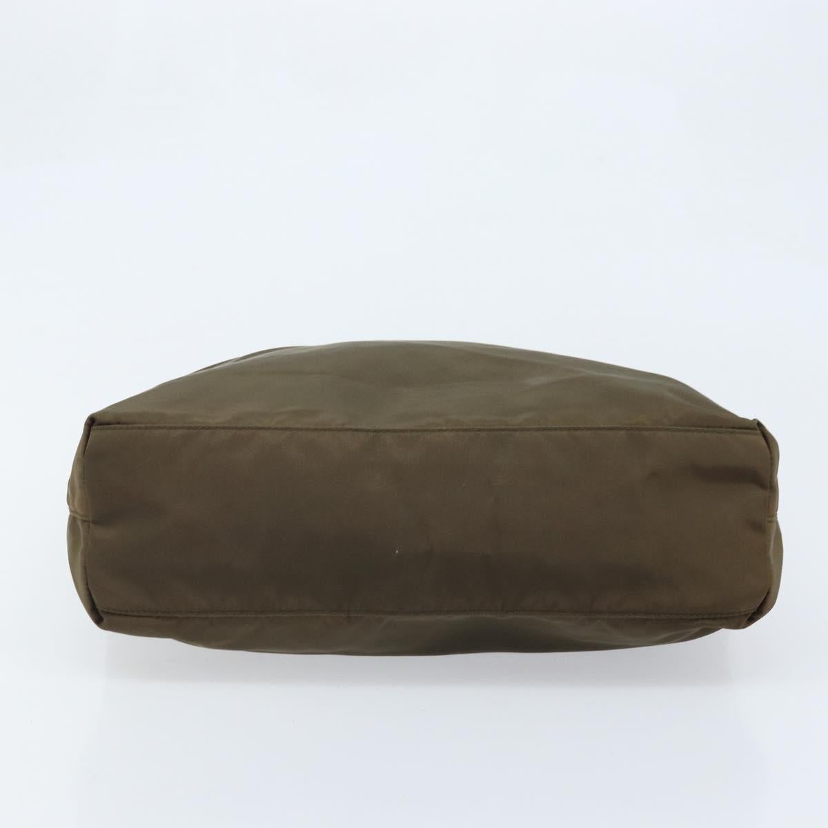 PRADA Hand Bag Nylon Khaki Silver Auth BA11783