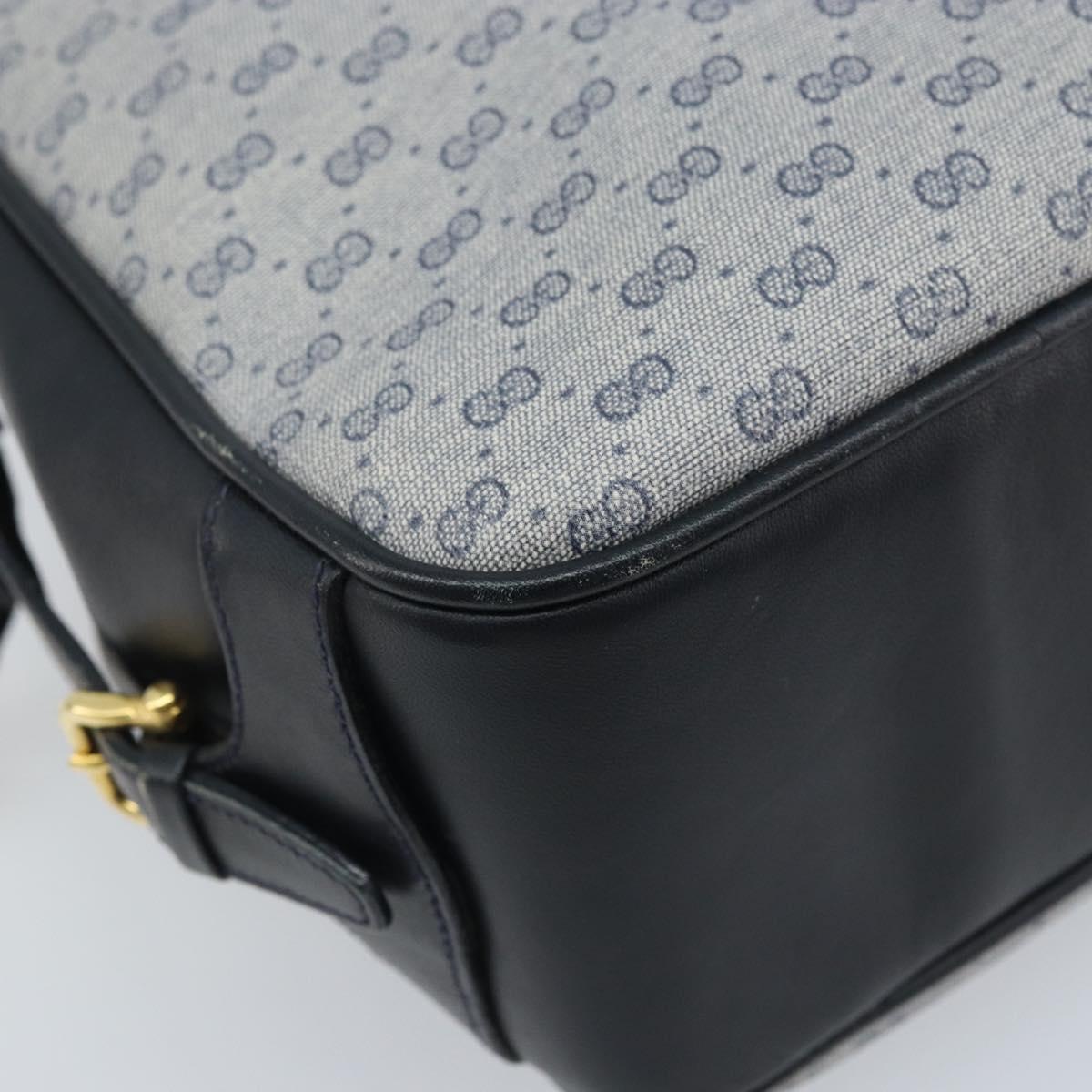 GUCCI Micro GG Supreme Hand Bag PVC Navy Gold Auth BA11789