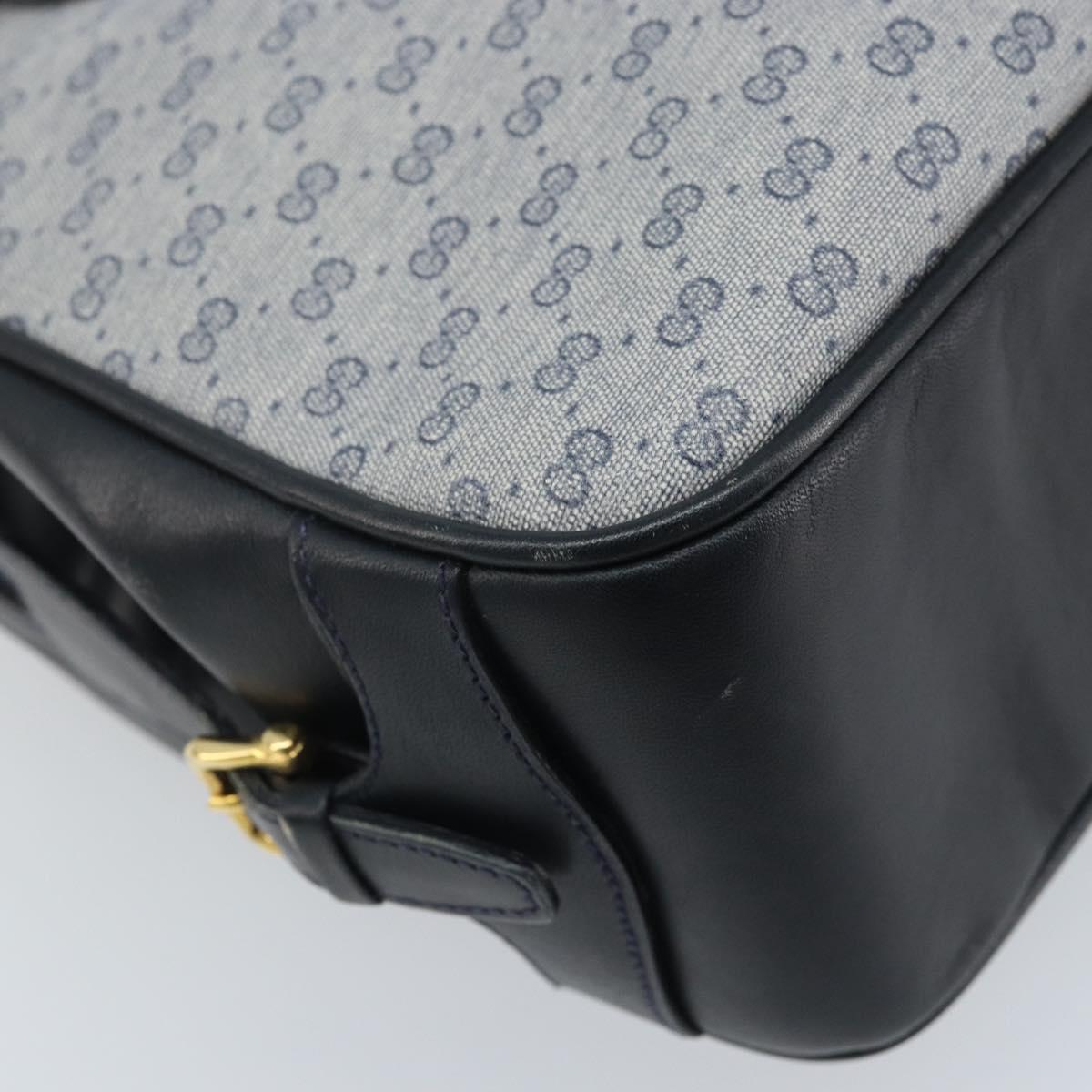 GUCCI Micro GG Supreme Hand Bag PVC Navy Gold Auth BA11789