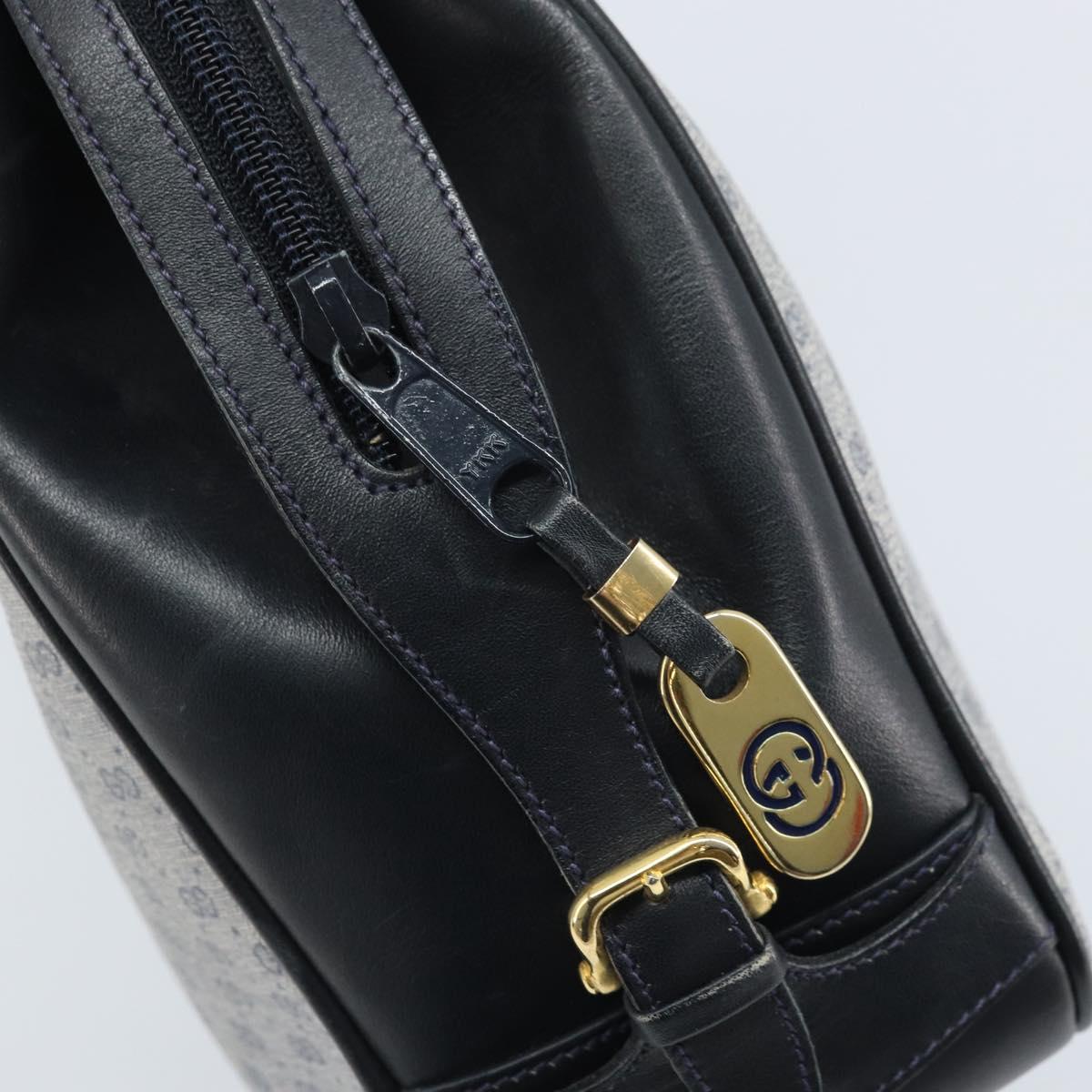 GUCCI Micro GG Supreme Hand Bag PVC Navy Gold Auth BA11789