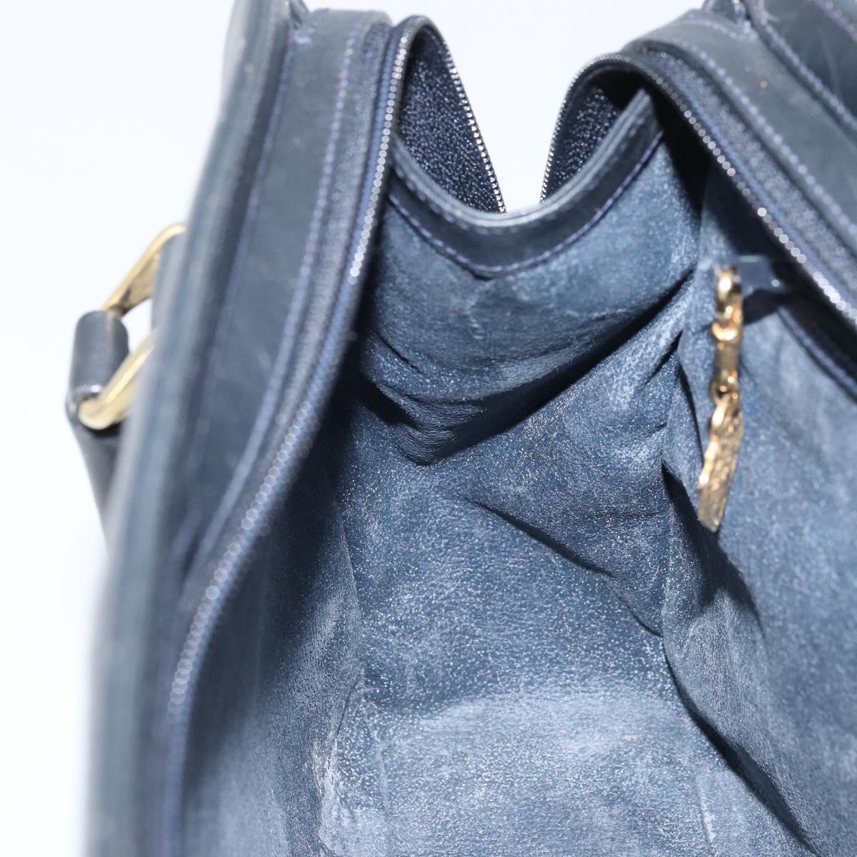 GUCCI Micro GG Supreme Hand Bag PVC Navy Gold Auth BA11789