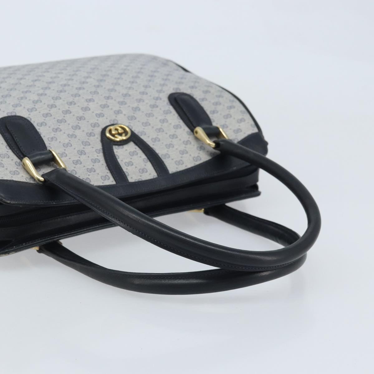 GUCCI Micro GG Supreme Hand Bag PVC Navy Gold Auth BA11789