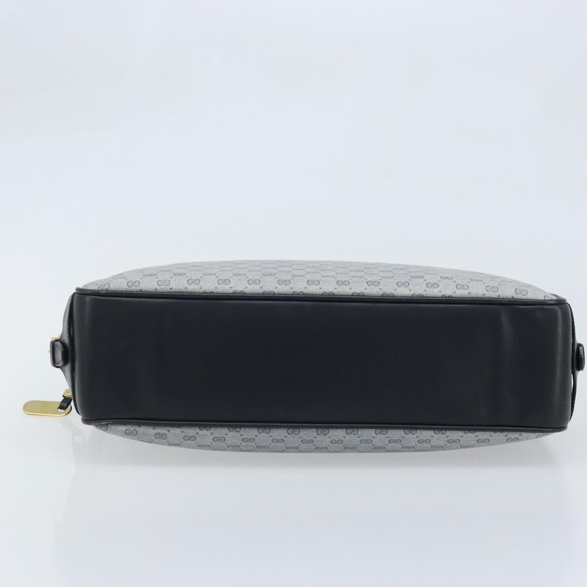 GUCCI Micro GG Supreme Hand Bag PVC Navy Gold Auth BA11789