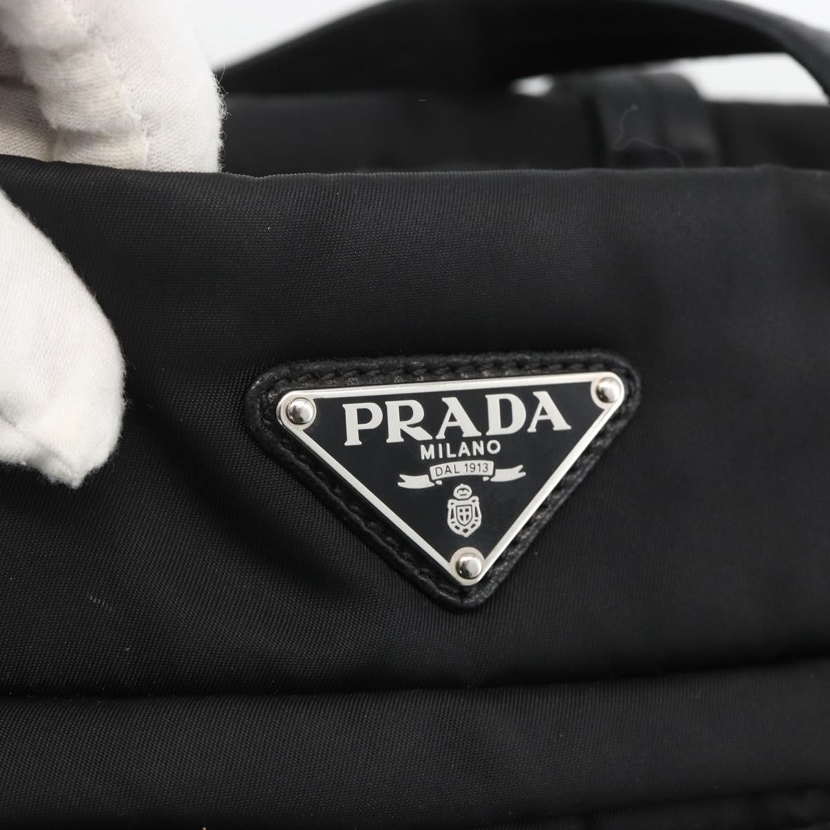 PRADA Tote Bag Nylon Black Silver Auth BA11792A