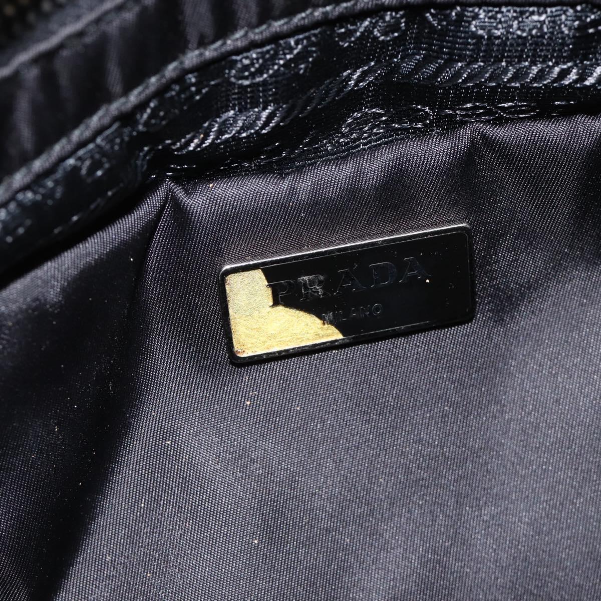 PRADA Tote Bag Nylon Black Silver Auth BA11792A